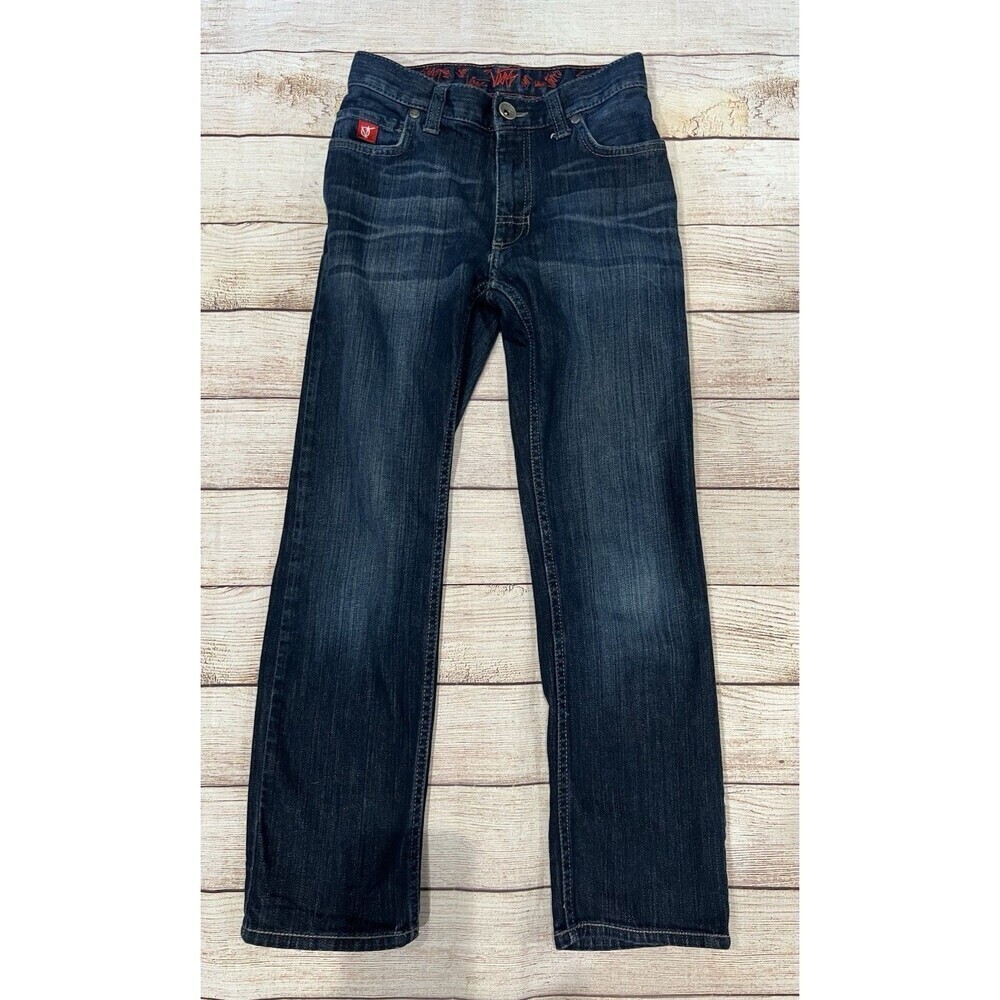 Vans Off The Wall Boys Size 12 Dark Wash Blue Denim Straight Jeans